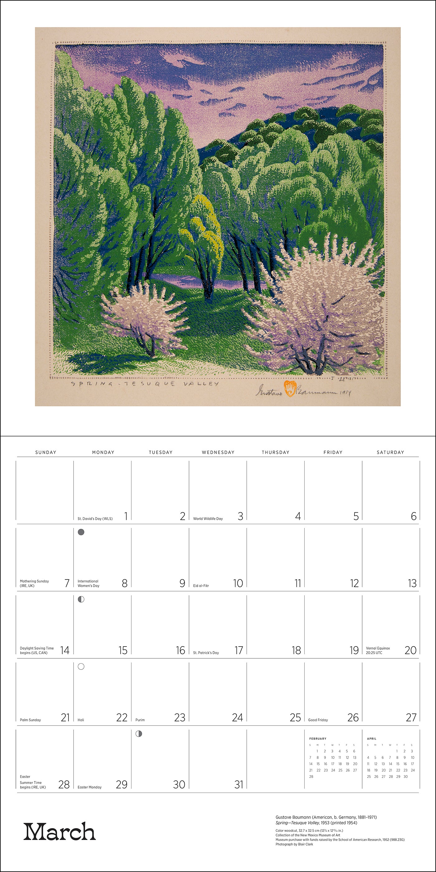 A Small, Untroubled World: The Art of Gustave Baumann 2027 Wall Calendar_Interior_5