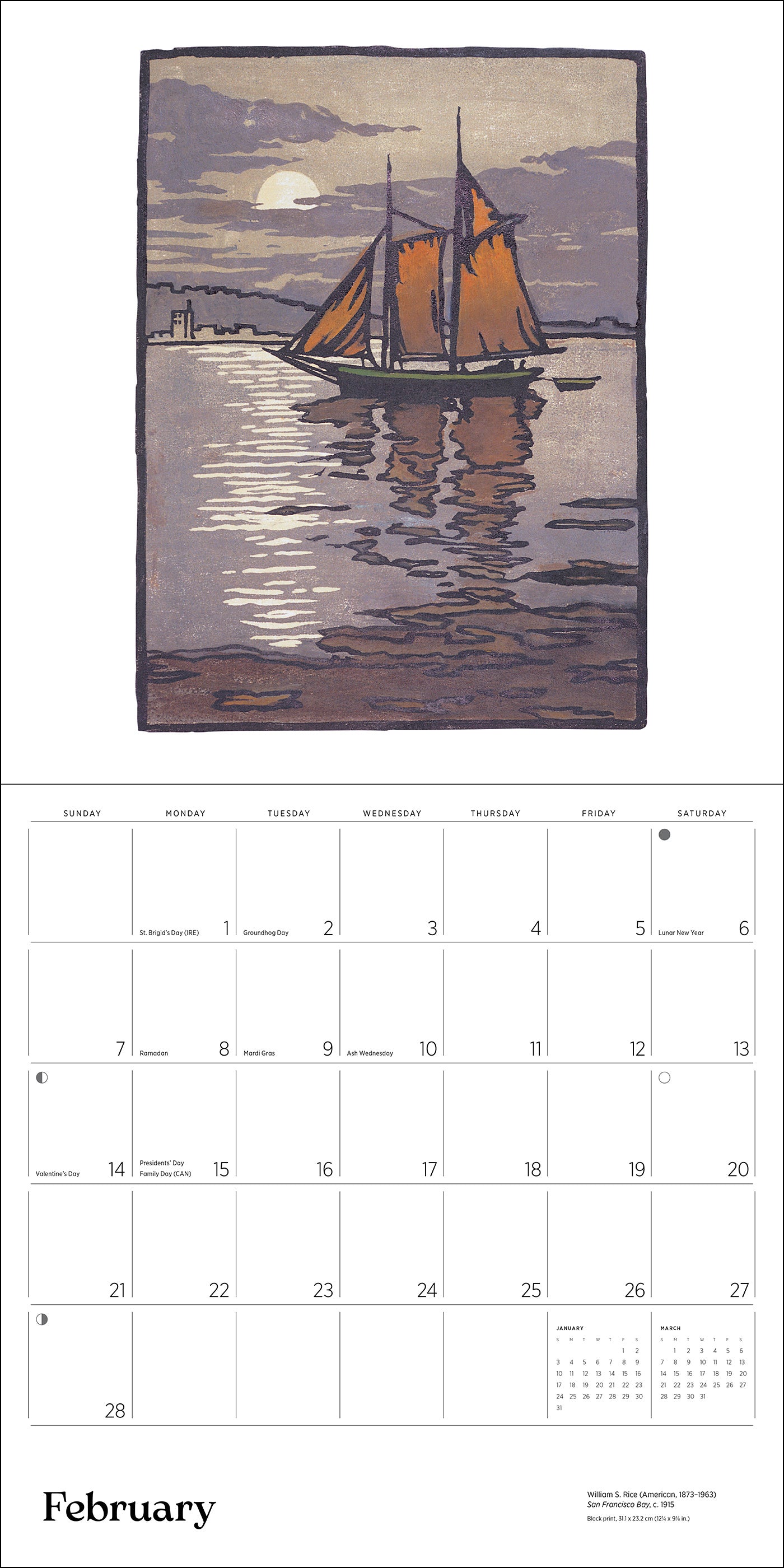 Arts & Crafts Block Prints by William S. Rice 2027 Wall Calendar_Interior_2