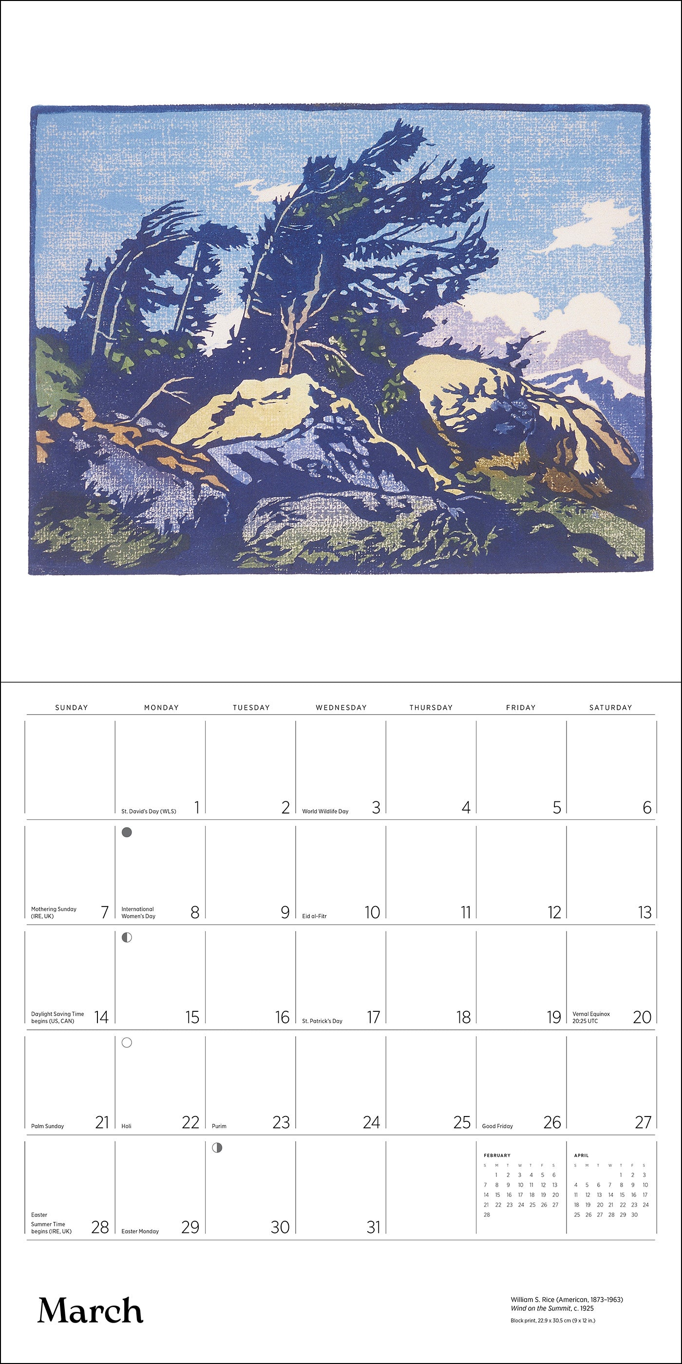 Arts & Crafts Block Prints by William S. Rice 2027 Wall Calendar_Interior_3
