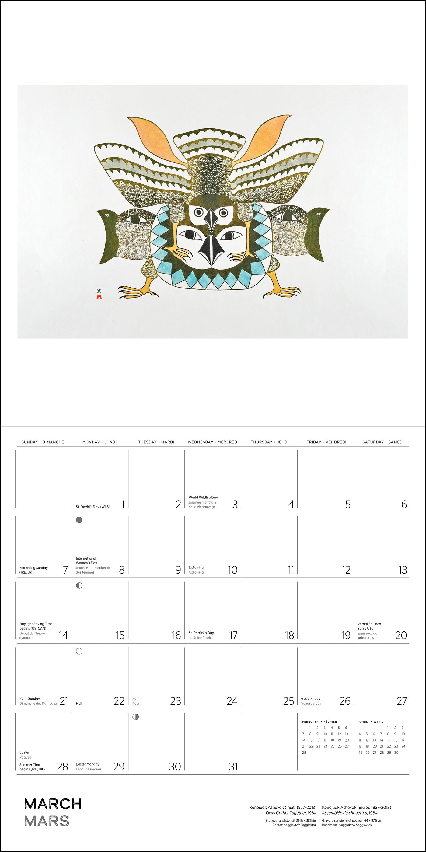 Kenojuak Ashevak 2027 Wall Calendar_Interior_2