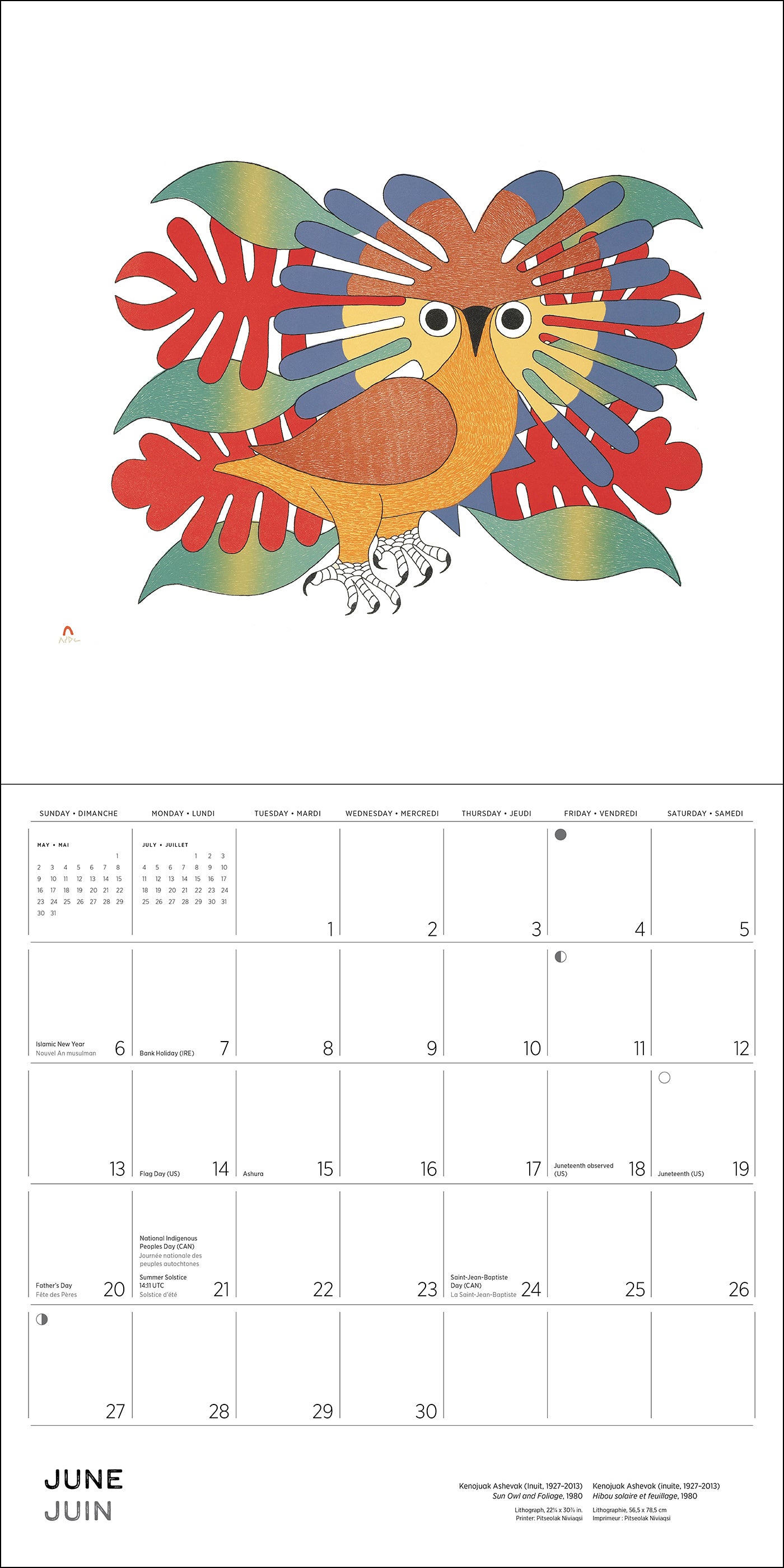 Kenojuak Ashevak 2027 Wall Calendar_Interior_5