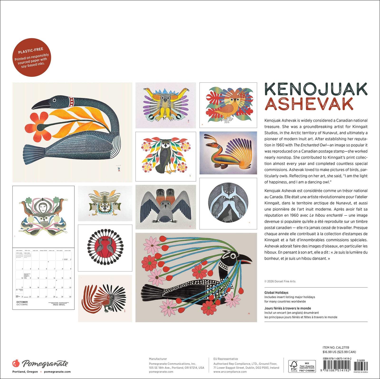 Kenojuak Ashevak 2027 Wall Calendar_Back_Multipiece