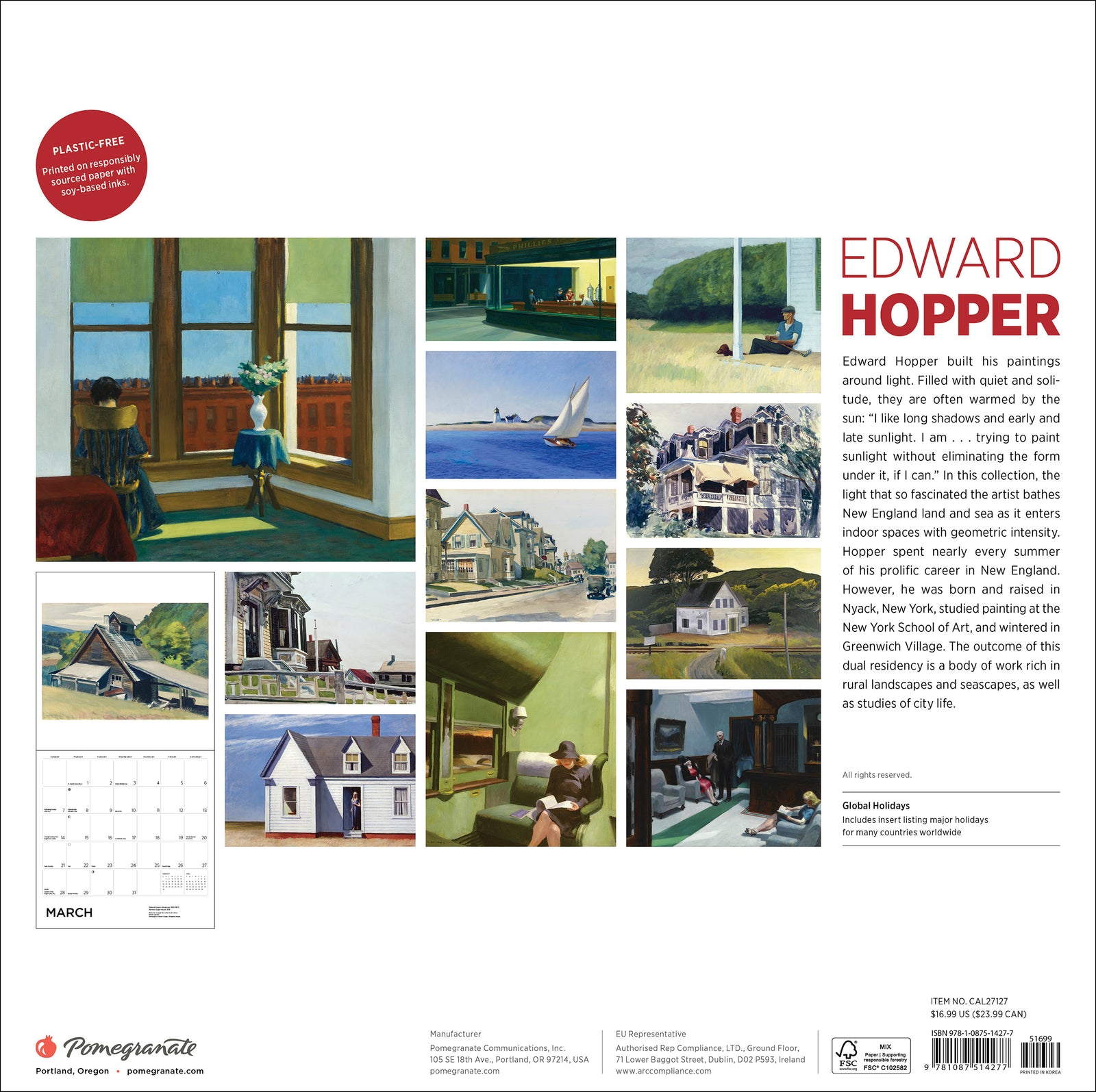 Edward Hopper 2027 Wall Calendar_Back_Multipiece
