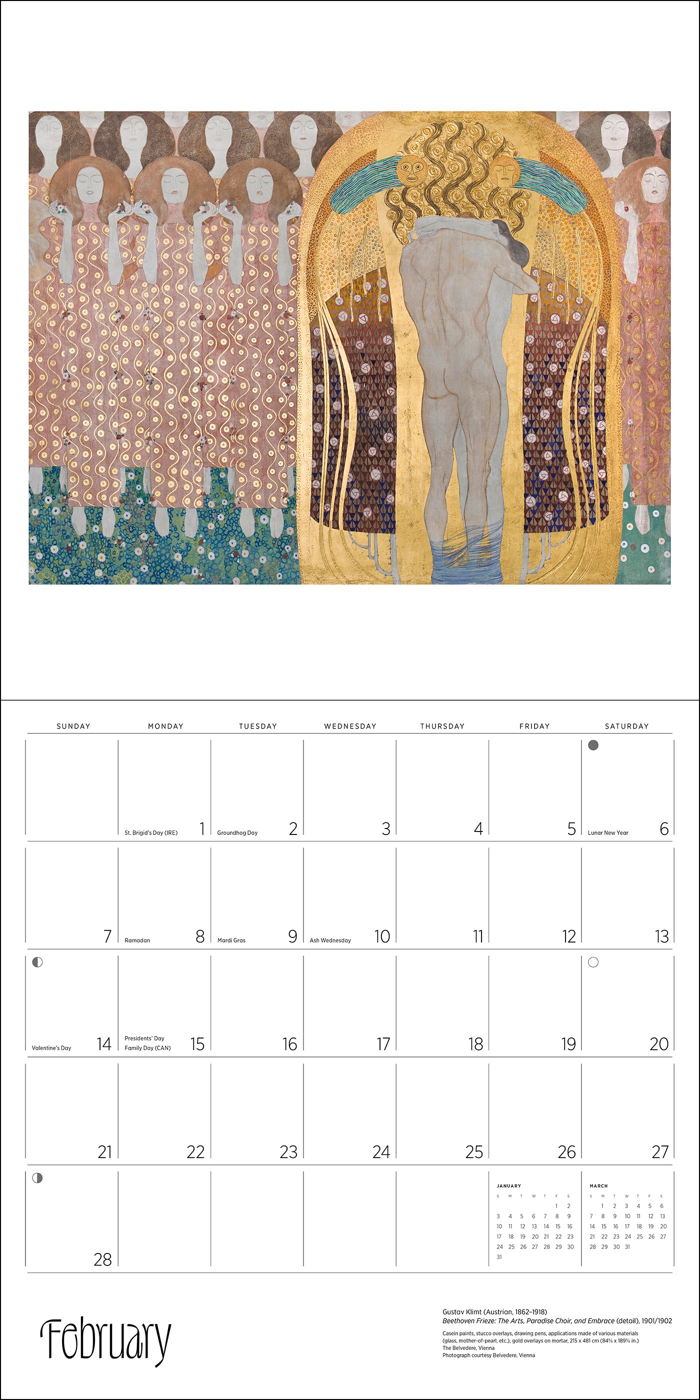 Gustav Klimt 2027 Wall Calendar_Interior_1