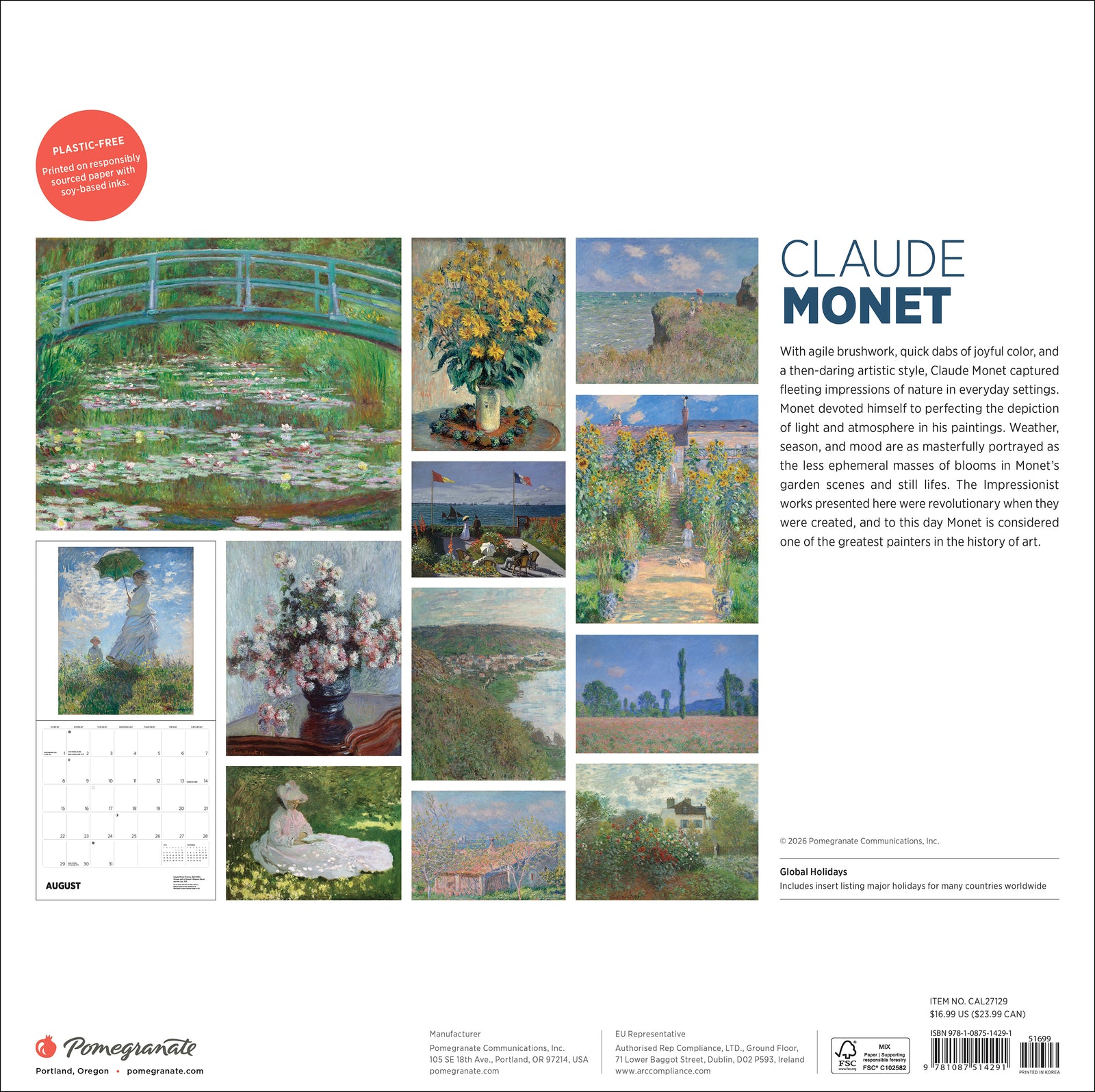 Claude Monet 2027 Wall Calendar_Back_Multipiece