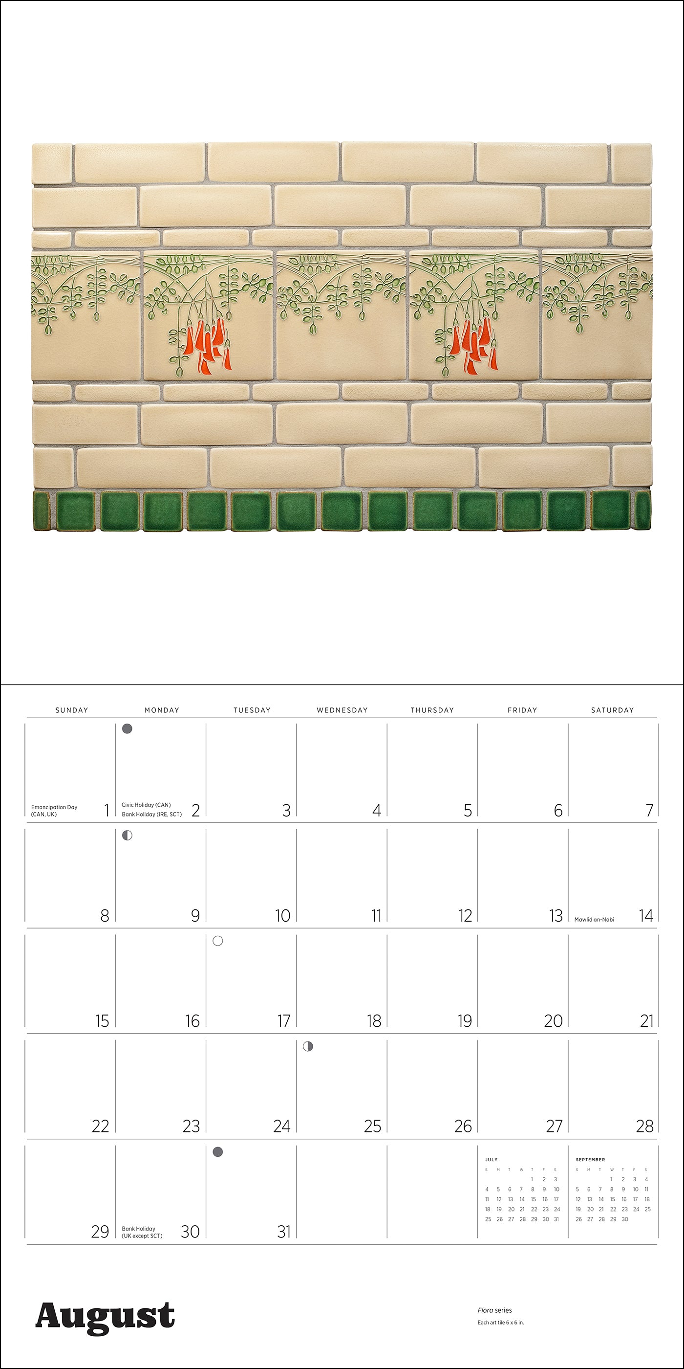 Arts & Crafts Tiles: Made by Motawi Tileworks 2027 Wall Calendar_Interior_2
