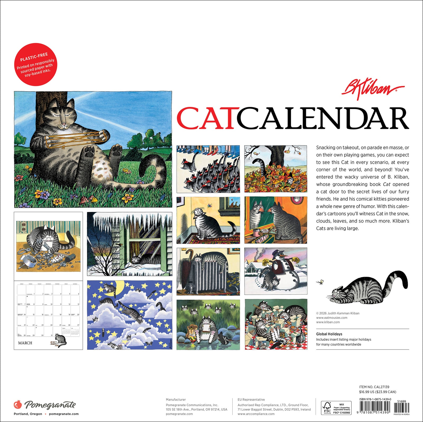 B. Kliban: CatCalendar 2027 Wall Calendar_Back_Multipiece