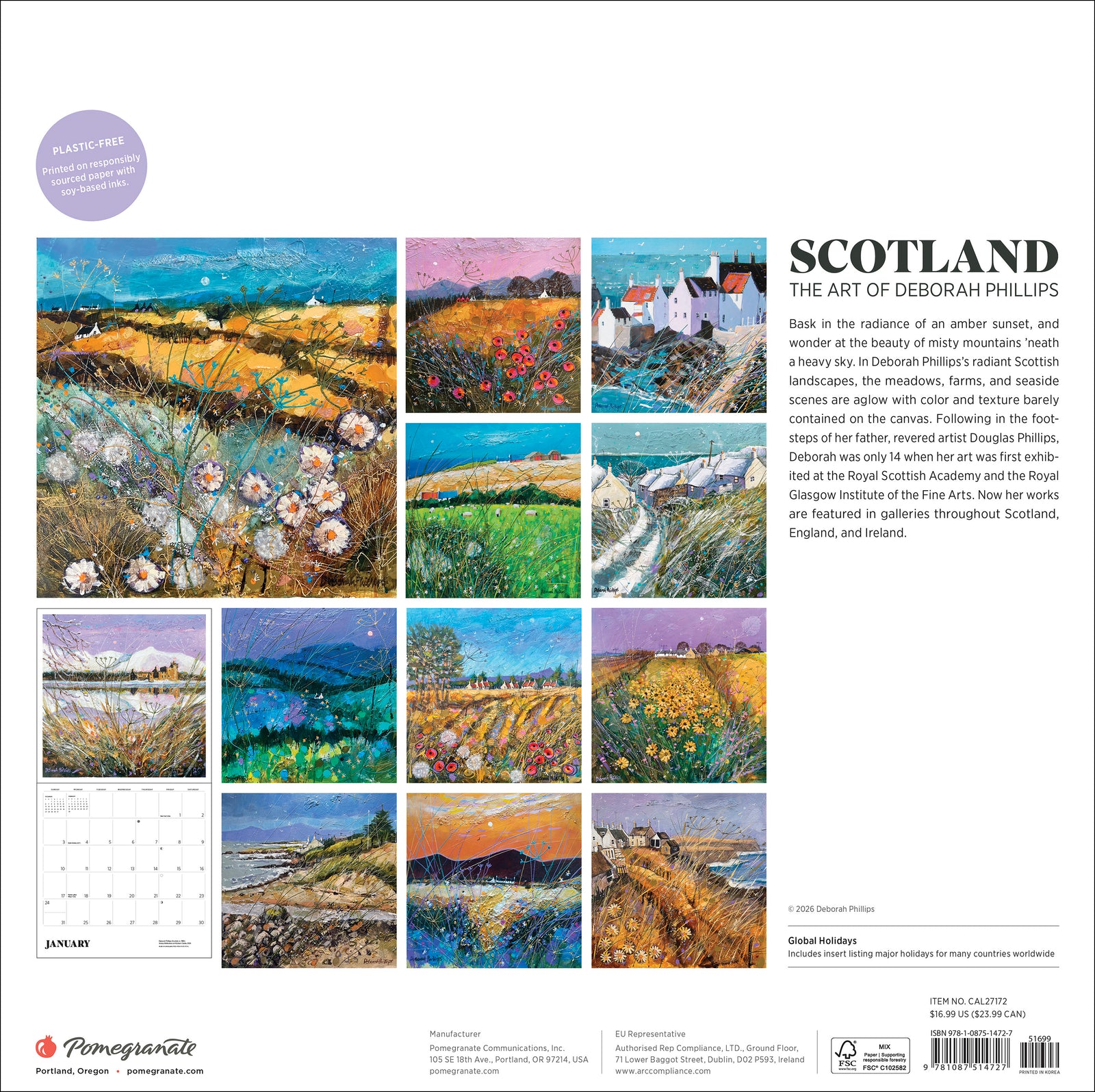 Scotland: The Art of Deborah Phillips 2027 Wall Calendar_Back_Multipiece