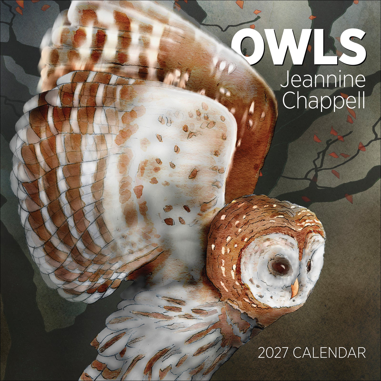 Owls: Jeannine Chappell 2027 Wall Calendar_Front_Flat