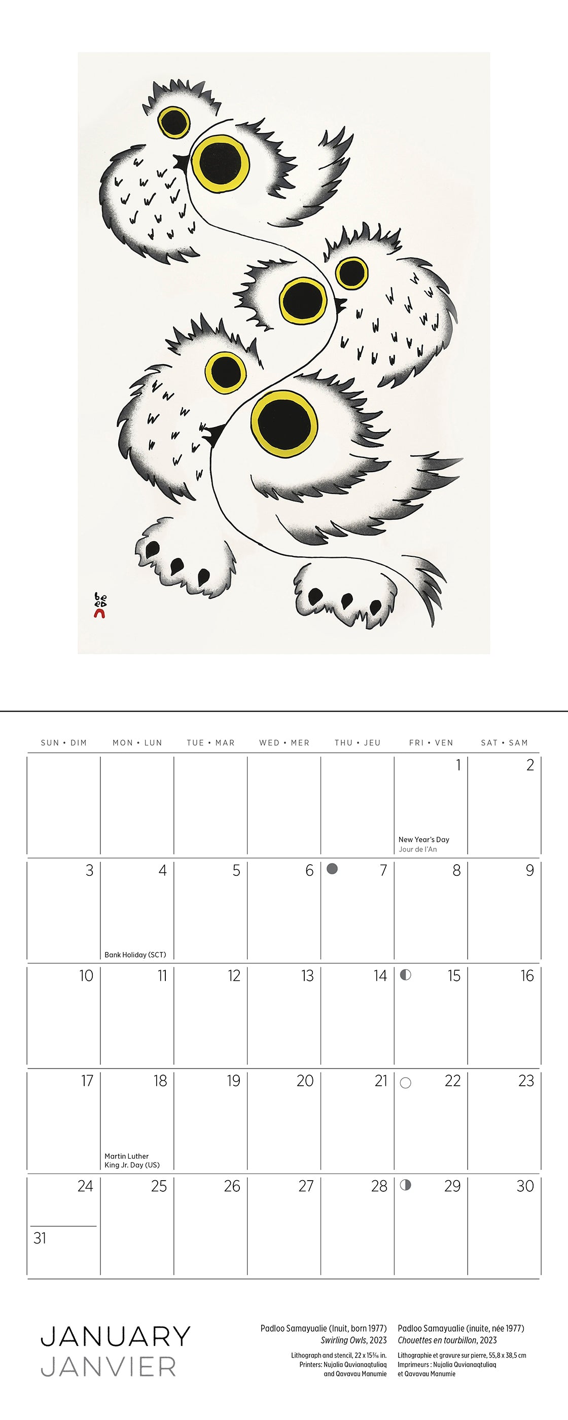 Inuit Art: Kinngait 2027 Mini Wall Calendar_Interior_1