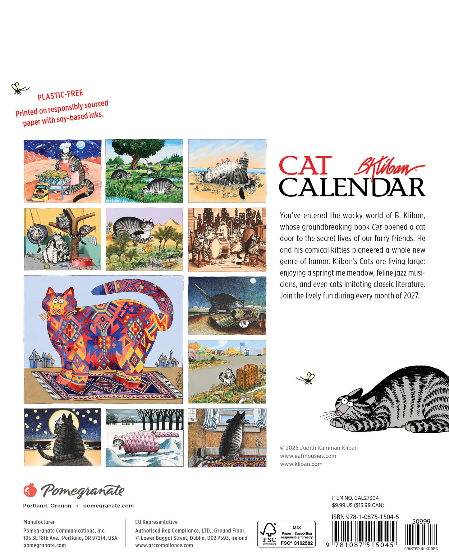 B. Kliban: CatCalendar 2027 Mini Wall Calendar_Back_Multipiece