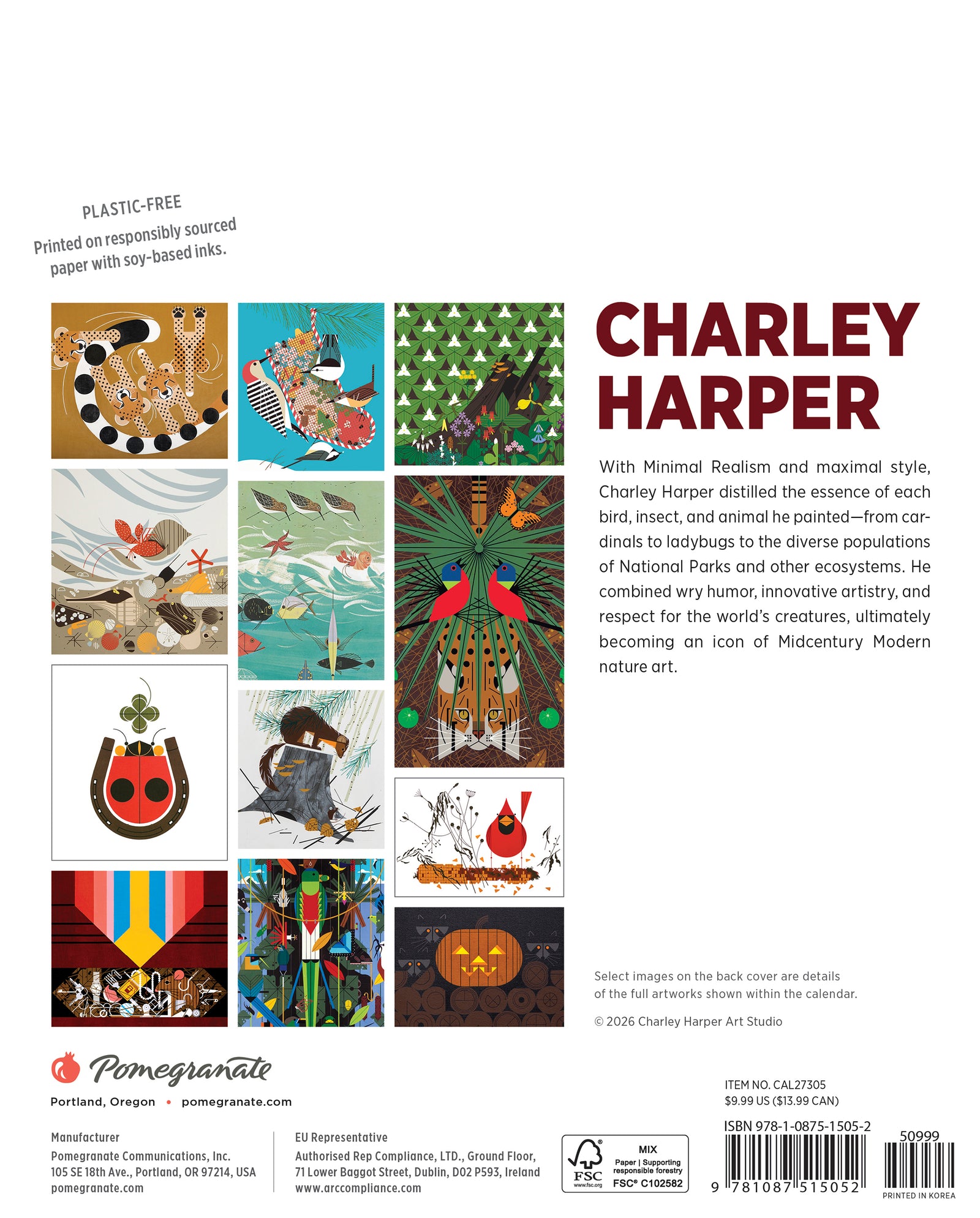 Charley Harper 2027 Mini Wall Calendar_Back_Multipiece