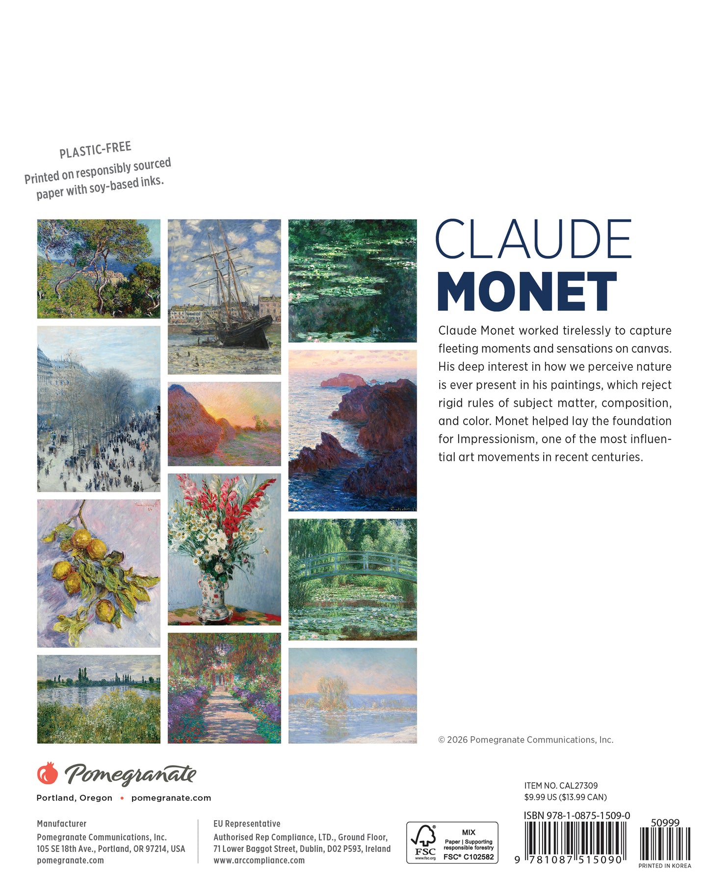 Claude Monet 2027 Mini Calendar_Back_Multipiece