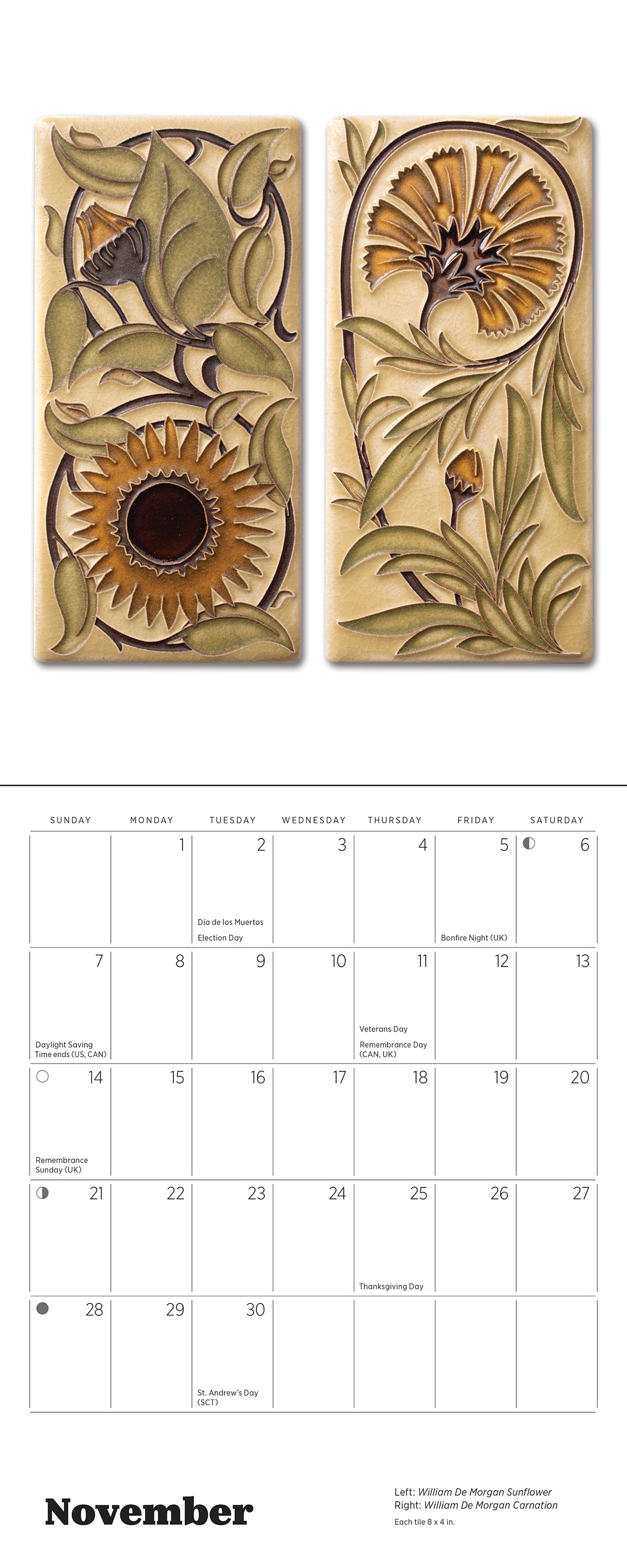 Arts & Crafts Tiles: Made by Motawi Tileworks 2027 Mini Wall Calendar_Interior_3