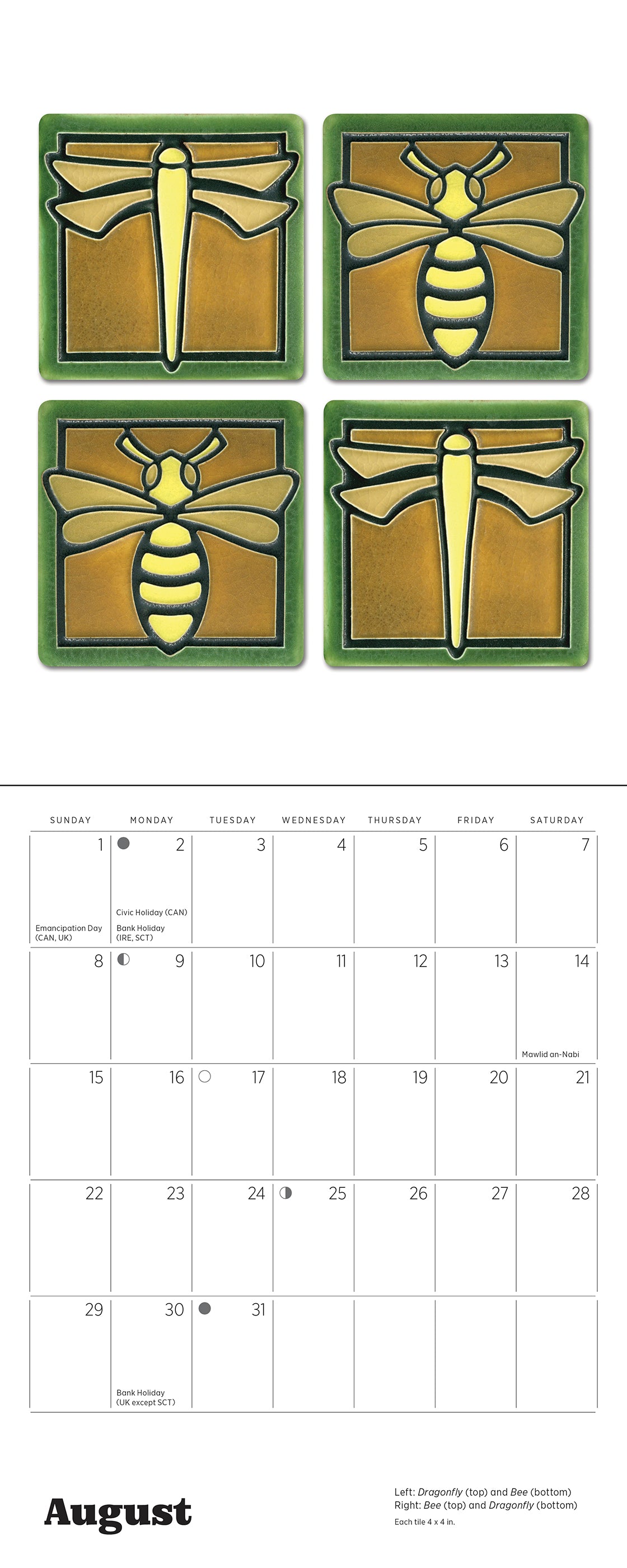 Arts & Crafts Tiles: Made by Motawi Tileworks 2027 Mini Wall Calendar_Interior_5