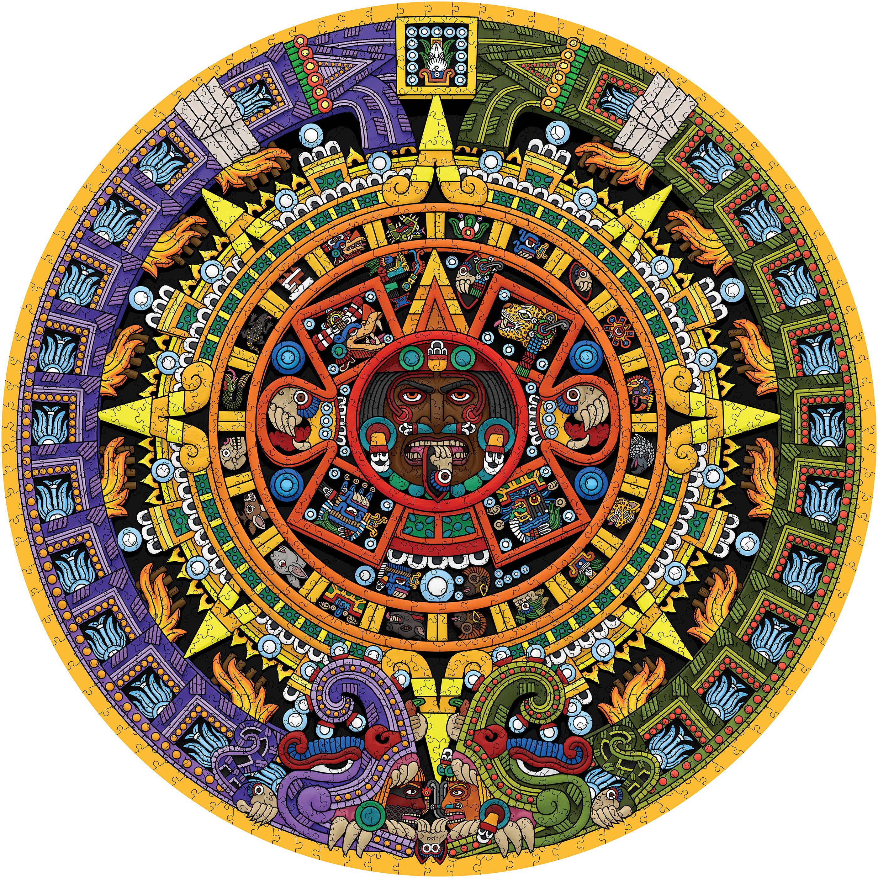 Michael Angulo: Aztec Sun Stone 1000-Piece Circular Jigsaw Puzzle