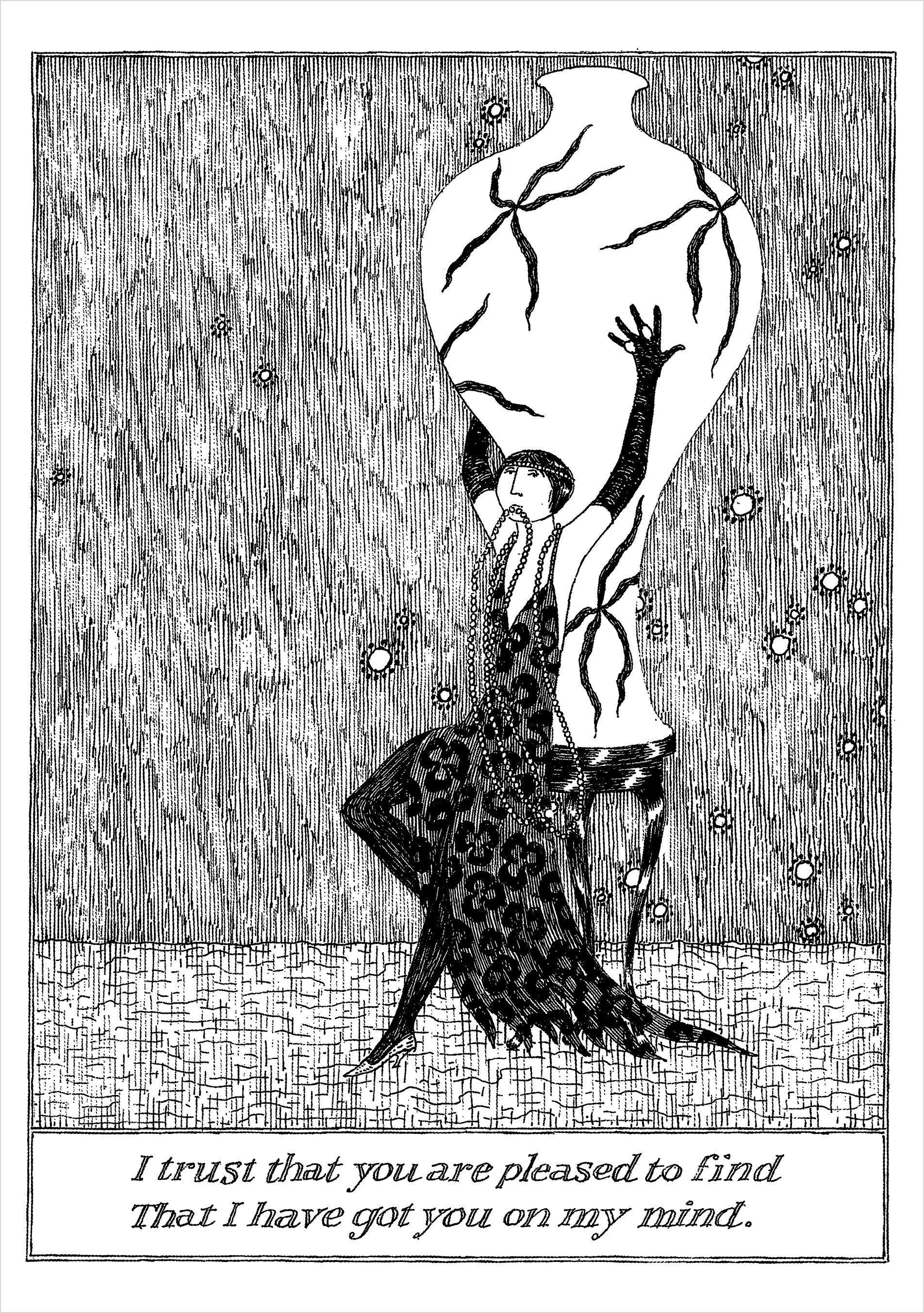 Edward Gorey: I Trust That You Are Pleased Birthday Card – Pomegranate