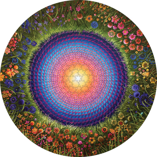 Justin Lovato: Flower Mandala 500-Piece Circular Jigsaw Puzzle_Zoom