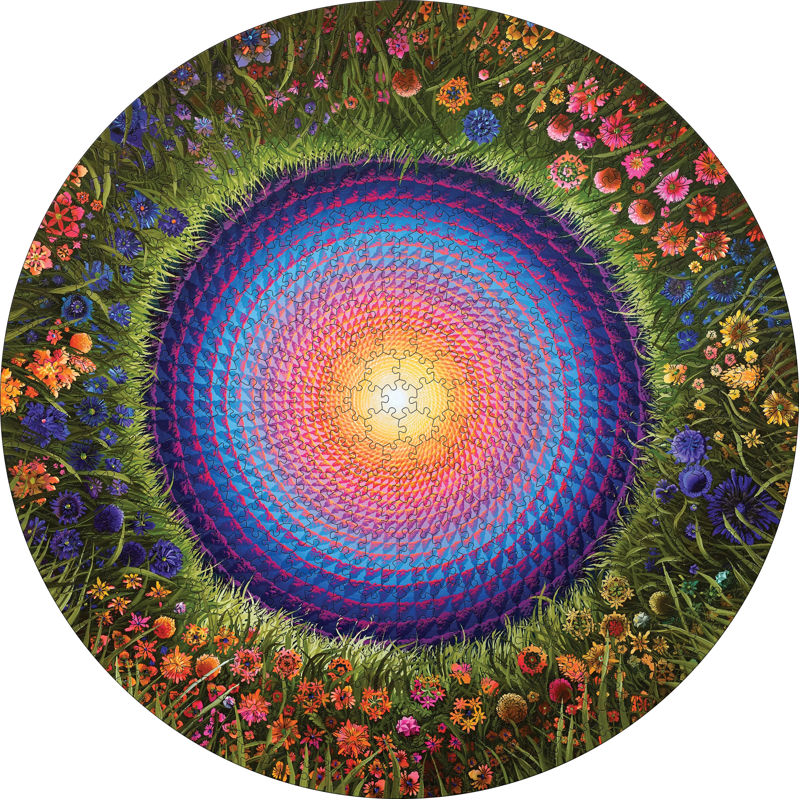 mocigoma♡ Justin Lovato: Flower Mandala 500-Piece Circular Jigsaw Puzzle