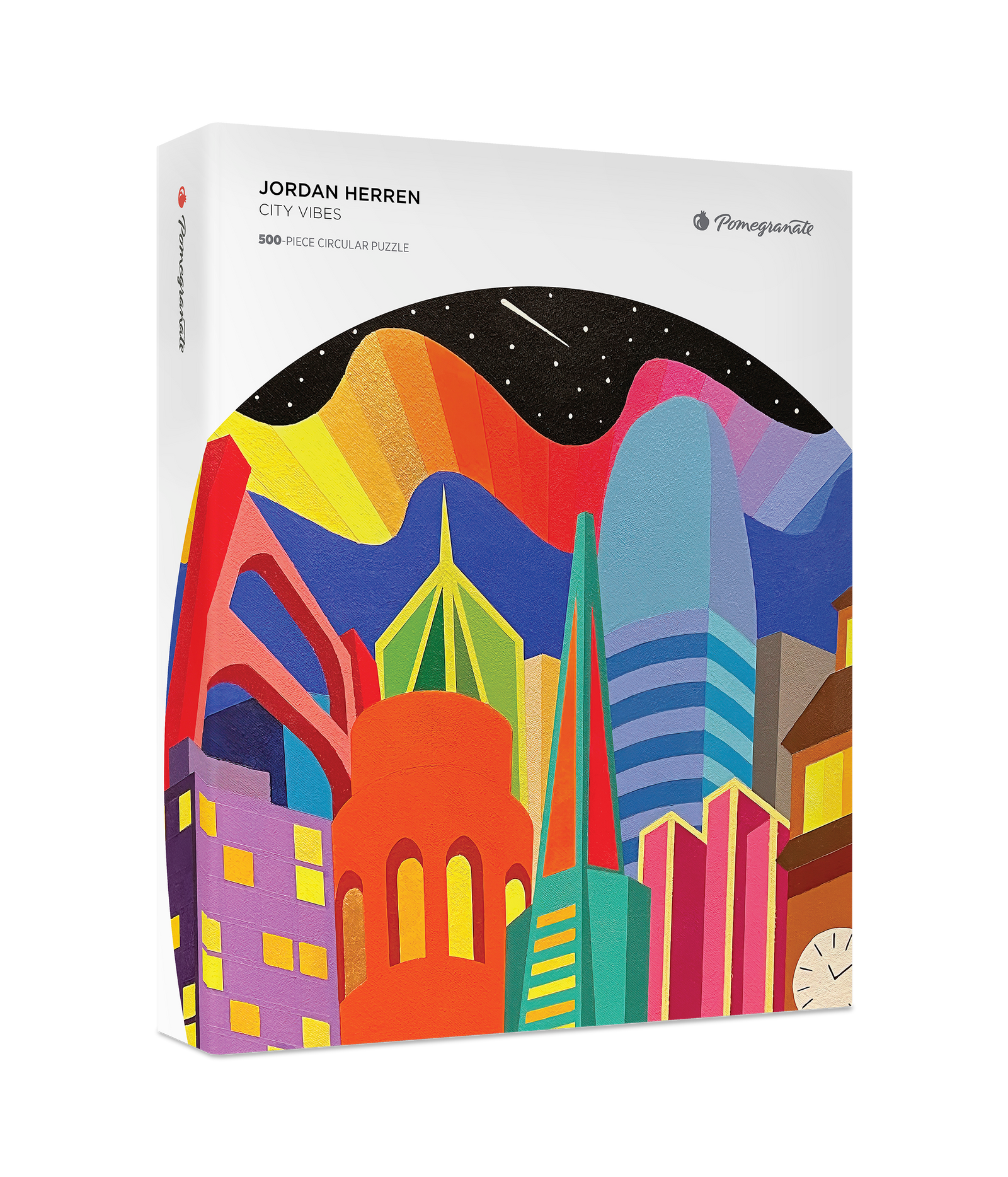 Jordan Herren: City Vibes 500-Piece Circular Jigsaw Puzzle Jordan Herren: City Vibes 500-Piece Circular Jigsaw Puzzle