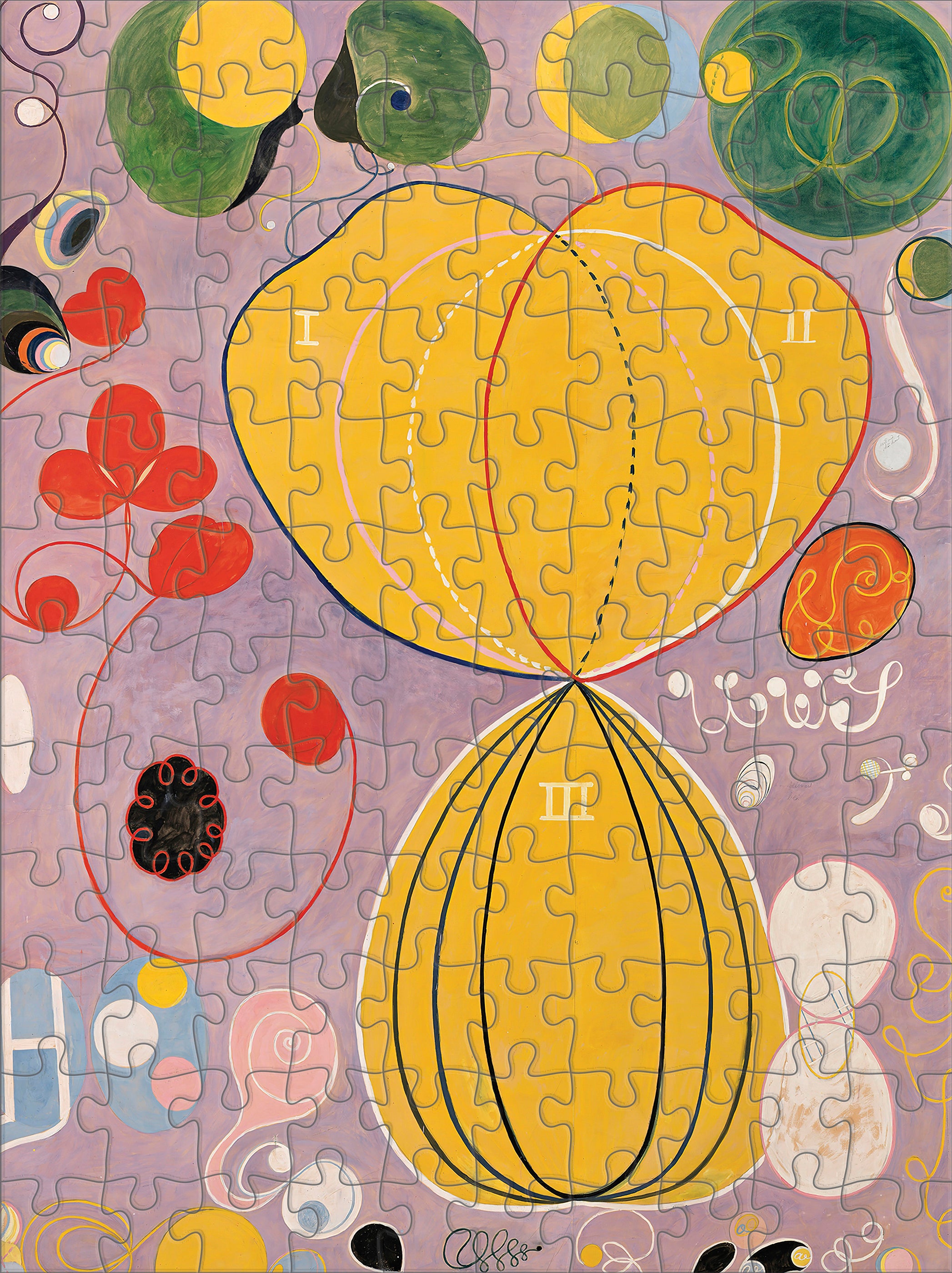 Hilma af Klint 120-Piece Double-Sided Jigsaw Puzzle Set – Pomegranate
