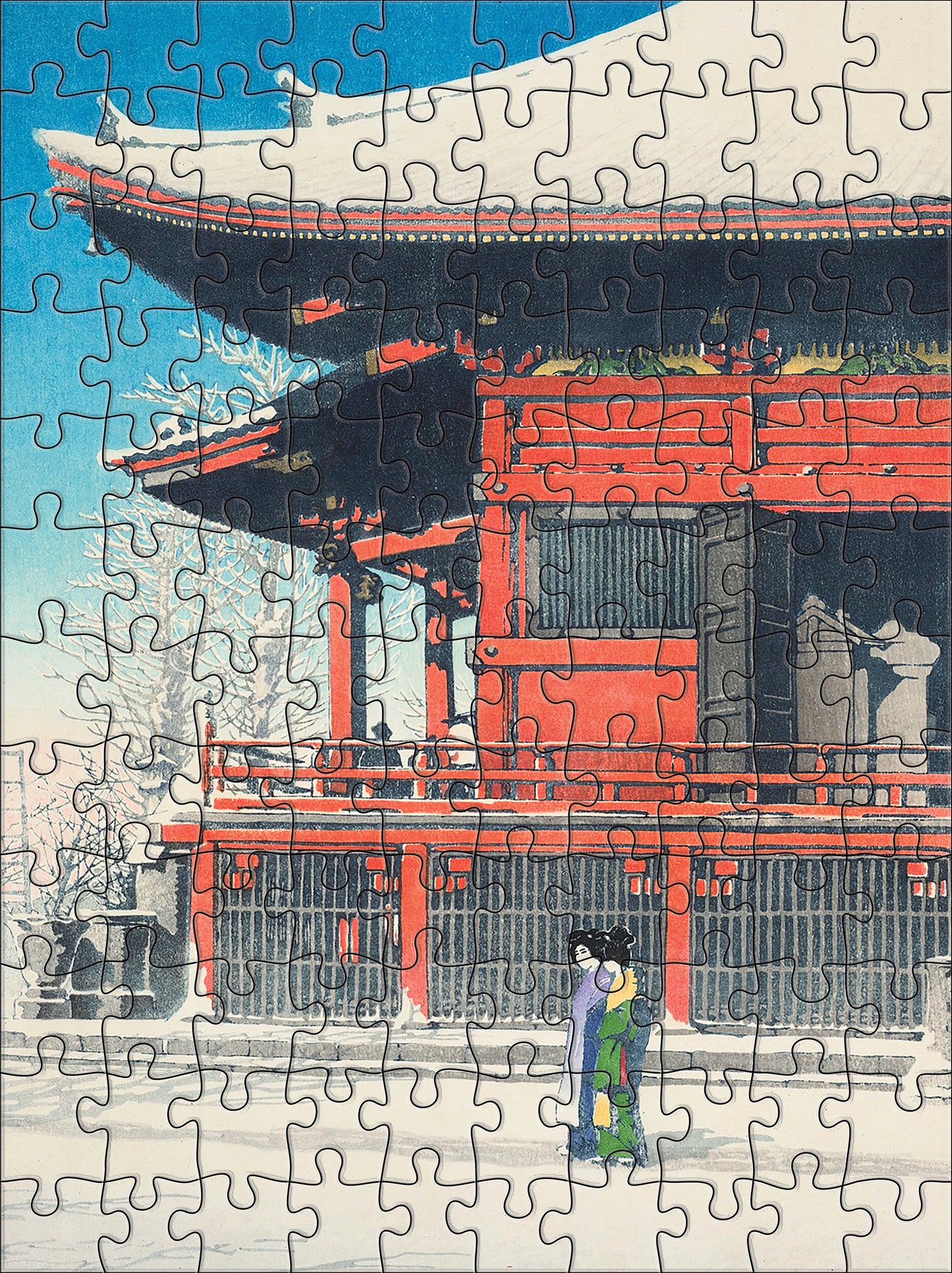 Kawase Hasui: Snowfall 120-Piece Double-Sided Jigsaw Puzzle Set_Interior_2