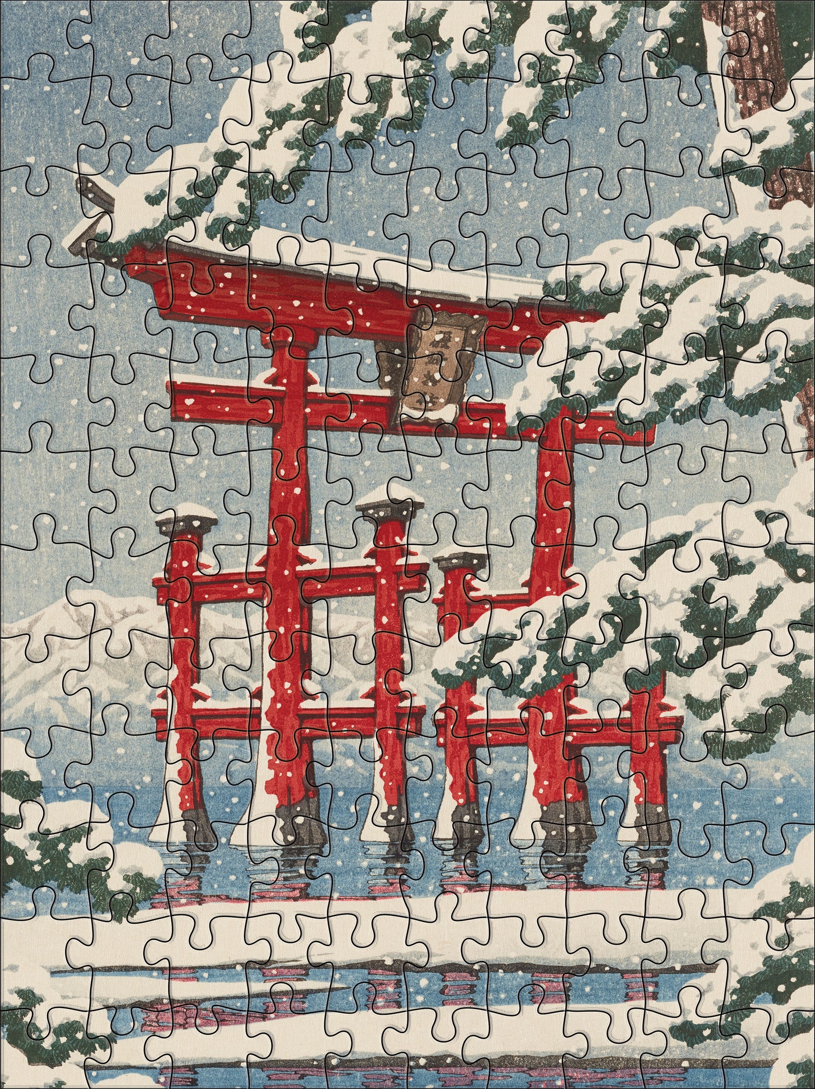 Kawase Hasui: Snowfall 120-Piece Double-Sided Jigsaw Puzzle Set_Interior_3
