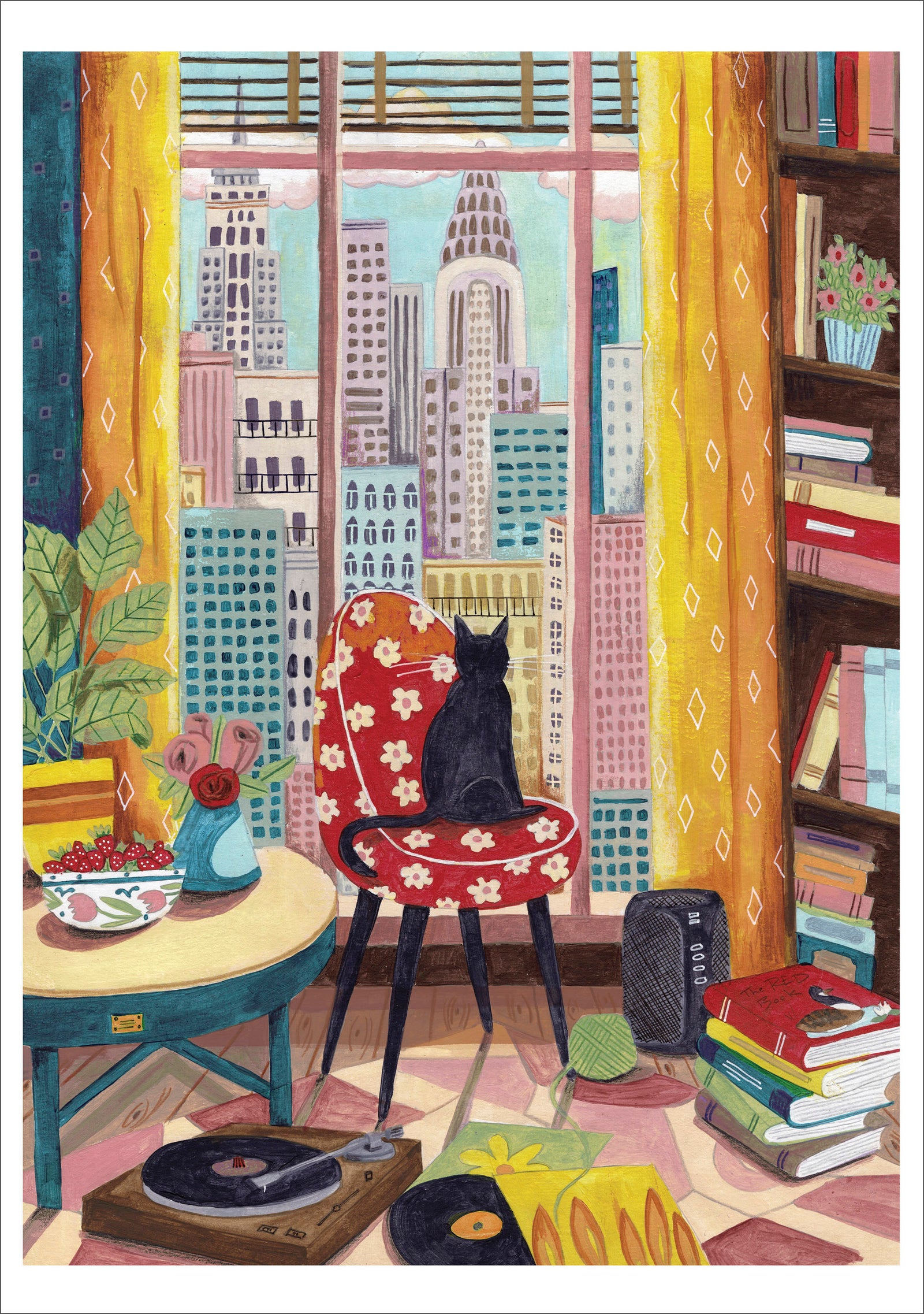 Caroline Bonne Müller: Black Cat in New York Window Notecard_Front_Flat