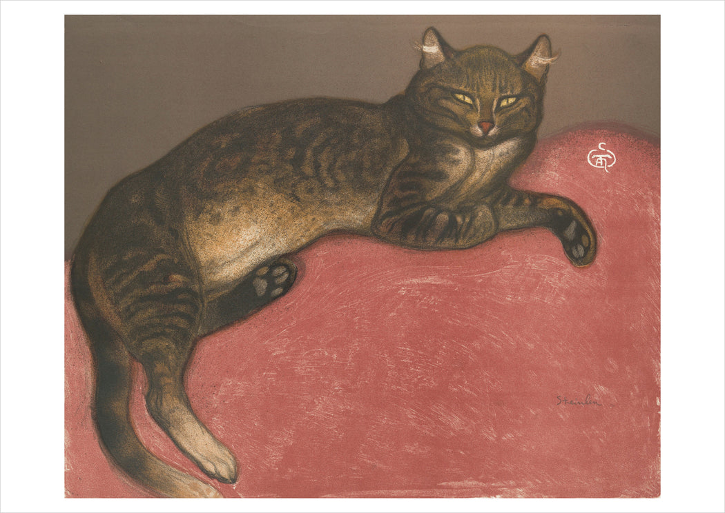 Théophile-Alexandre Steinlen: Cat on a Cushion Postcard_Front_Flat