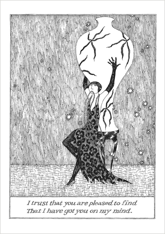 Edward Gorey: I Trust That You Are Pleased Notecard_Front_Flat
