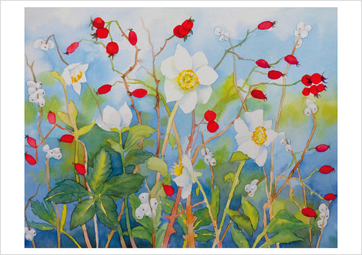 Molly Hashimoto: Hellebore, Rosehips, and Snowberries Notecard_Front_Flat