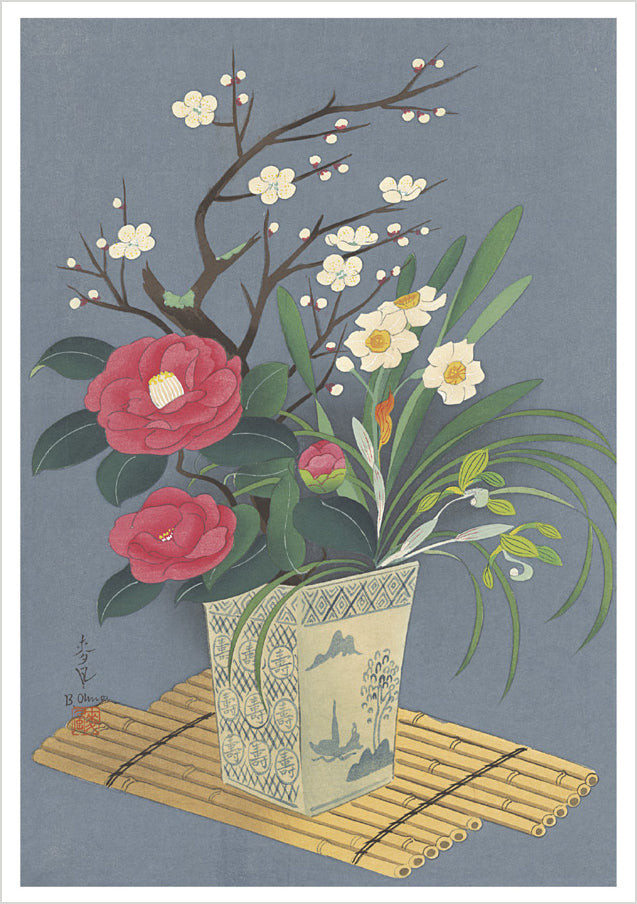 Bakufu Ohno: Flowers in Vase (Winter) Notecard_Front_Flat