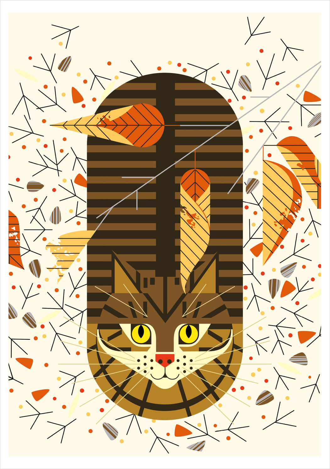 Charley Harper: Purrfectly Perched Notecard_Front_Flat