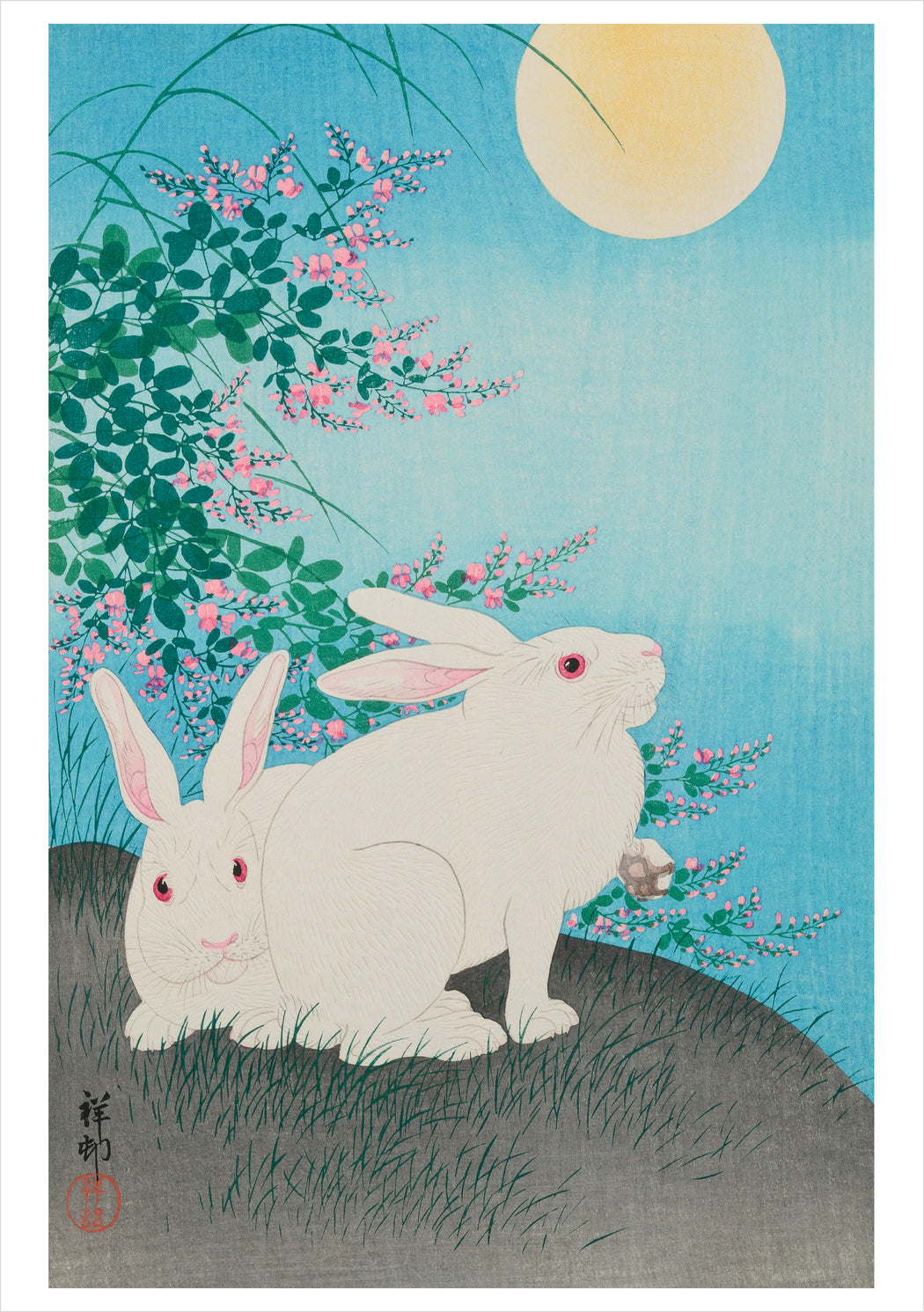 Ohara Koson (Shōson): Rabbits and Bush Clover Notecard_Front_Flat