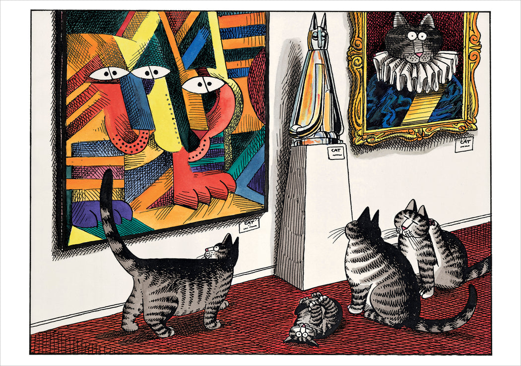 B. Kliban: Cats Viewing Modern Art Notecard_Front_Flat