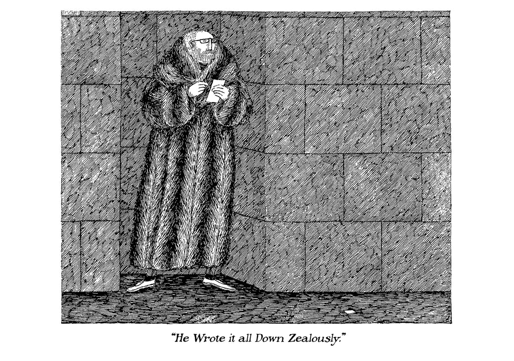 Edward Gorey: He Wrote it all Down Zealously Notecard_Front_Flat