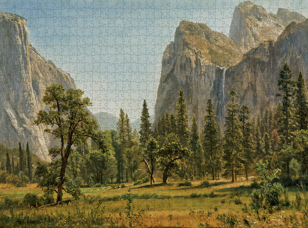 Albert Bierstadt: Bridal Veil Falls, Yosemite 1000-Piece Jigsaw Puzzle_Zoom