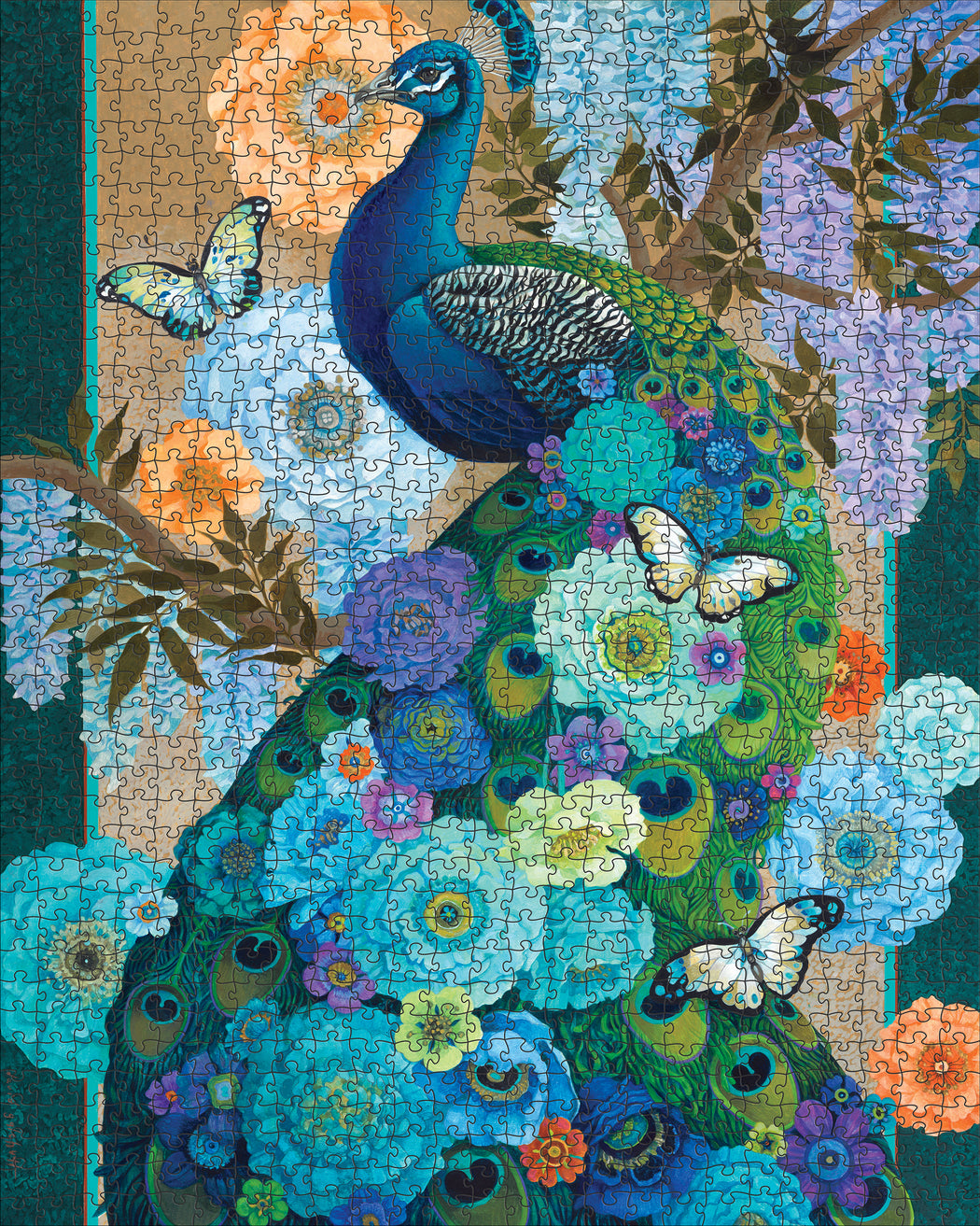 David Galchutt: Floral Peacock 1000-Piece Jigsaw Puzzle_Zoom