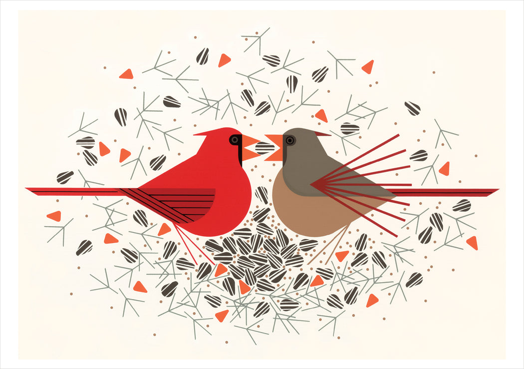 Charley Harper: Cardinal Courtship Holiday Cards_Interior_1