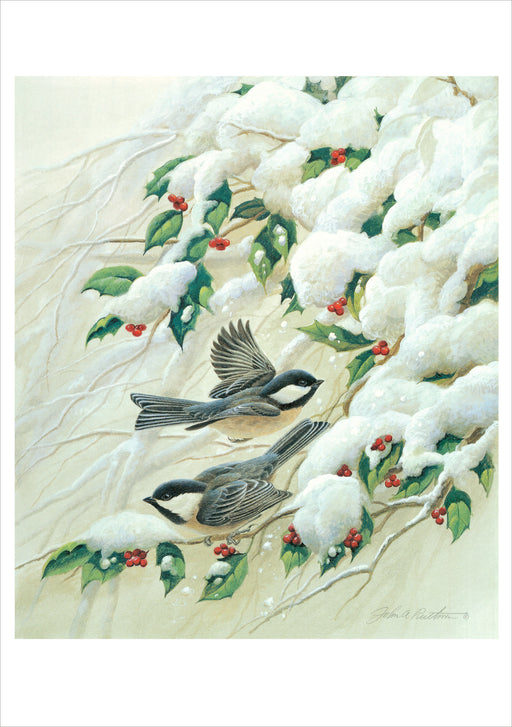 John Ruthven: Black Capped Chickadees Holiday Cards_Interior_1