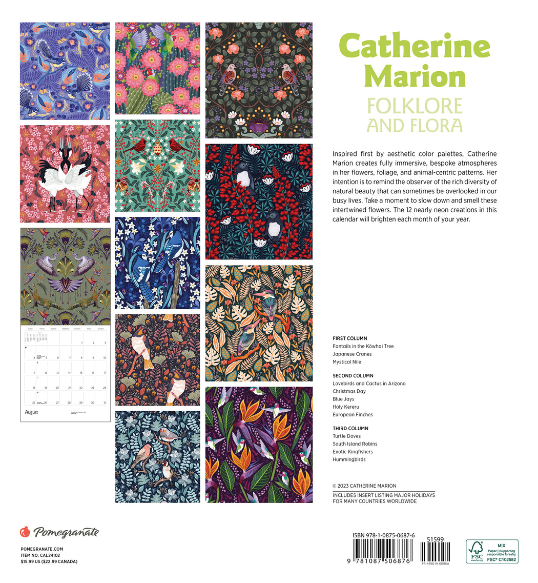 Catherine Marion: Folklore and Flora 2024 Wall Calendar_Back_Multipiece