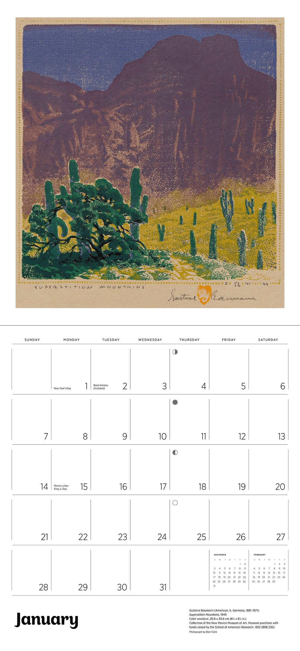A Small, Untroubled World: The Art of Gustave Baumann 2024 Wall Calendar_Interior_1