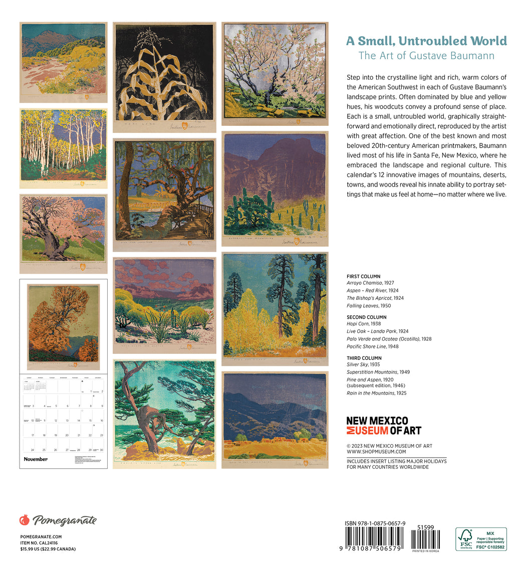 A Small, Untroubled World: The Art of Gustave Baumann 2024 Wall Calendar_Back_Multipiece