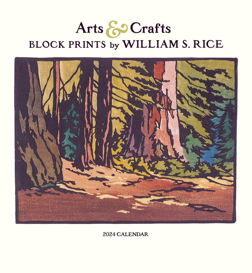 Arts & Crafts Block Prints by William S. Rice 2024 Wall Calendar_Front_Flat