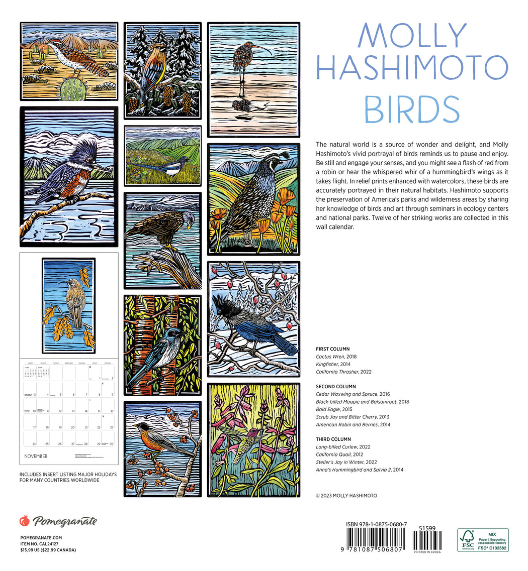 Molly Hashimoto: Birds 2024 Wall Calendar_Back_Multipiece