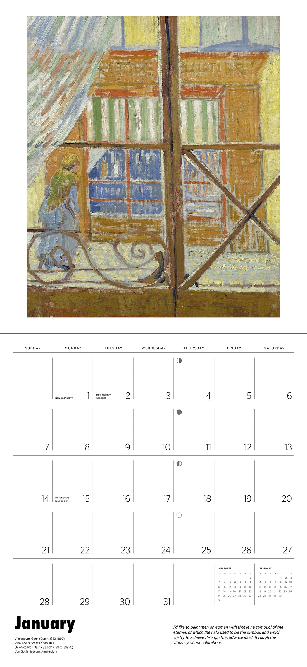 Van Gogh Calendar 2024 Square Artist Wall Calendar - 16 Month