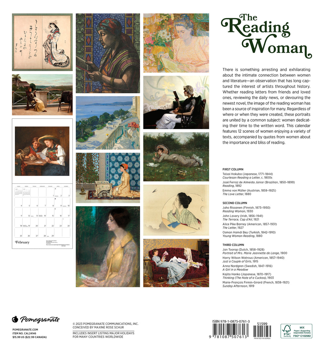 The Reading Woman 2024 Wall Calendar_Back_Multipiece