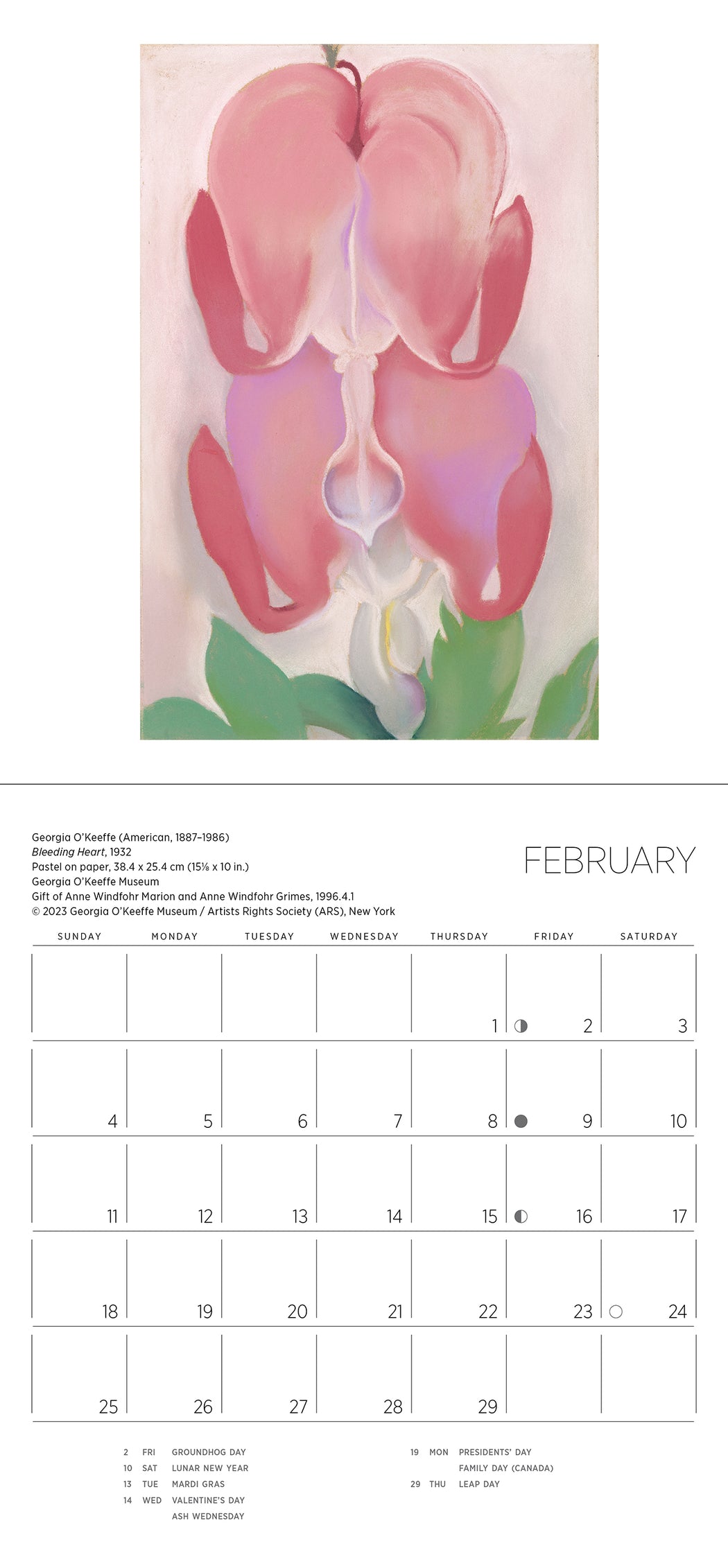 Georgia O’Keeffe 2024 Mini Wall Calendar_Interior_1