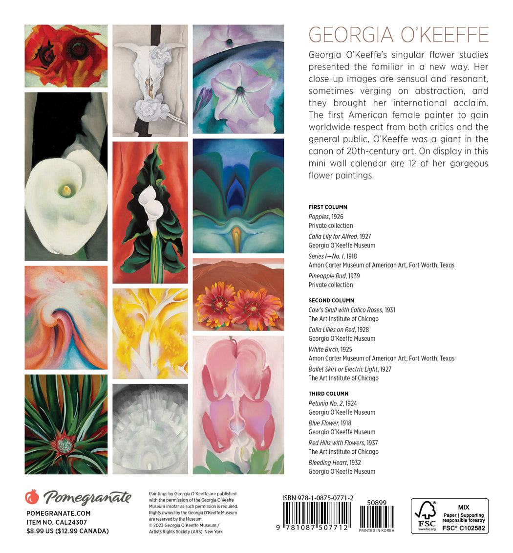 Georgia O’Keeffe 2024 Mini Wall Calendar_Back_Multipiece
