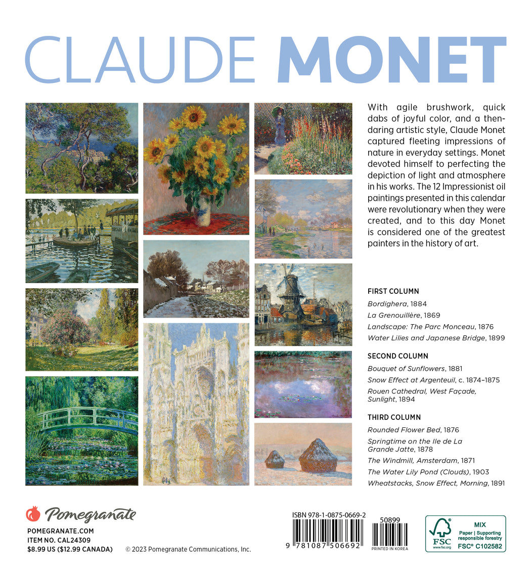 Claude Monet 2024 Mini Calendar_Back_Multipiece